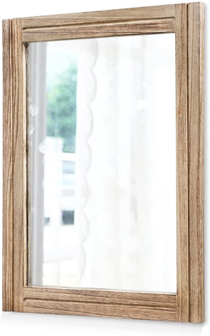 AAZZKANG Rustic Mirror for Wall with Rectangle Wood Framed Decorative Hanging Mirrorrs for Bedroom Bathroom Living Room Dressing Room
