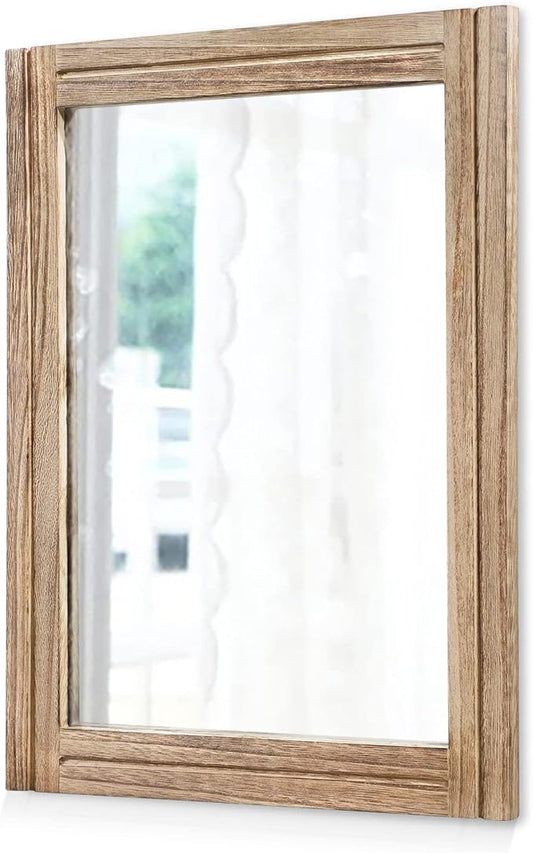 AAZZKANG Rustic Mirror for Wall with Rectangle Wood Framed Decorative Hanging Mirrorrs for Bedroom Bathroom Living Room Dressing Room