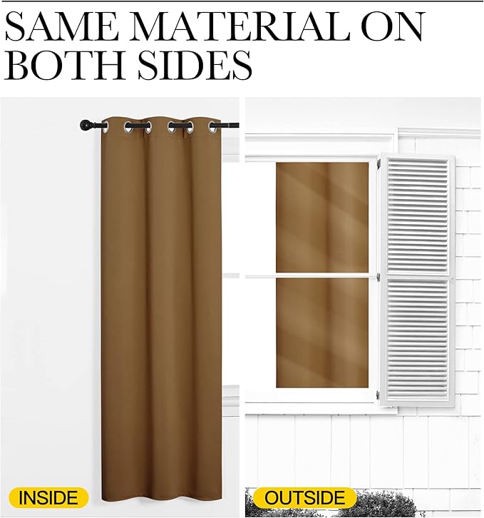 NICETOWN Sleek Blackout Curtains 54 inches Length for Small Windows, Noise Reducing and Block Draft Panels for Door Doorway Laundry Office Luxury Decor Theme (2 Panels, Gold Brown, W34 x L54 -Inch)