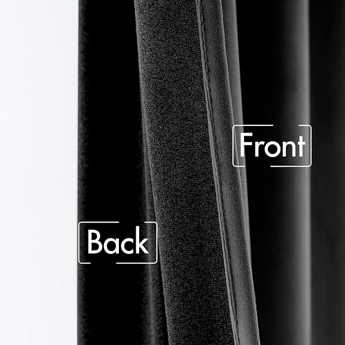 MIULEE Black Velvet Curtains 63 inch Length 2 Panels - Luxury Blackout Curtains for Bedroom Living Room Thermal Insulated Super Soft Window Drapes Back Tab Halloween Decor, W52 x L63 inches