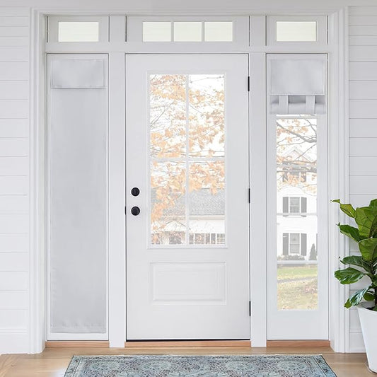 RYB HOME Blackout French Door Curtain - Privacy Thermal Insulated Window Shades for Patio Kitchen Front Entry Back Door Glass Window, Self Adhesive No Drill, 1 Panel, 12" W x 72" L, Greyish White