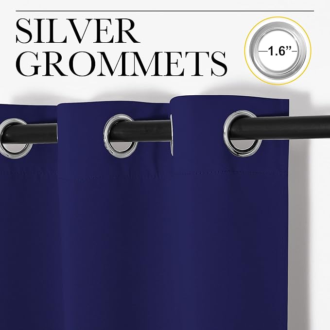 NICETOWN Navy Blue Blackout Curtains 102 inches Length for Living Room, 2 Panels, 55" Wide, Thermal Insulated Long Drapes for Large Window
