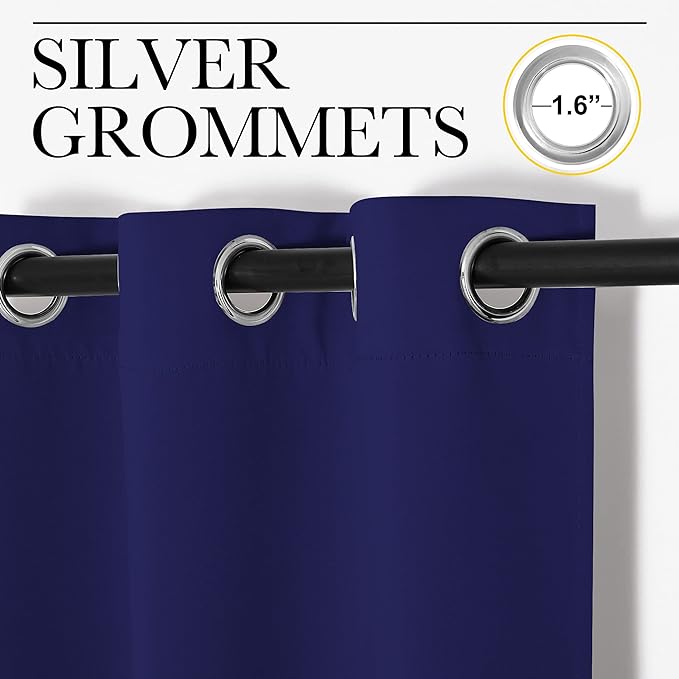 NICETOWN All Season Thermal Insulated Solid Grommet Top Blackout Curtains/Drapes/Panels for Kid's Room (Royal Blue, 2 Panels, 42 x 63 Inch)