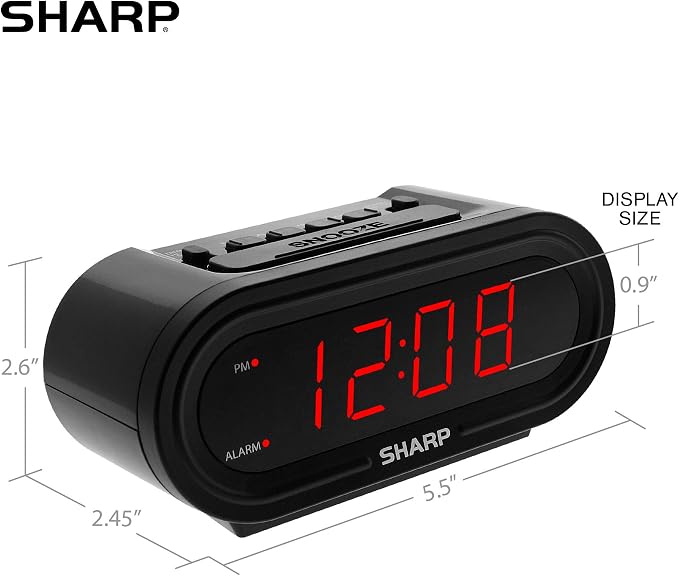 Sharp AccuSet Self-Setting Alarm Clock with Auto DST, Red LED - Image 4
