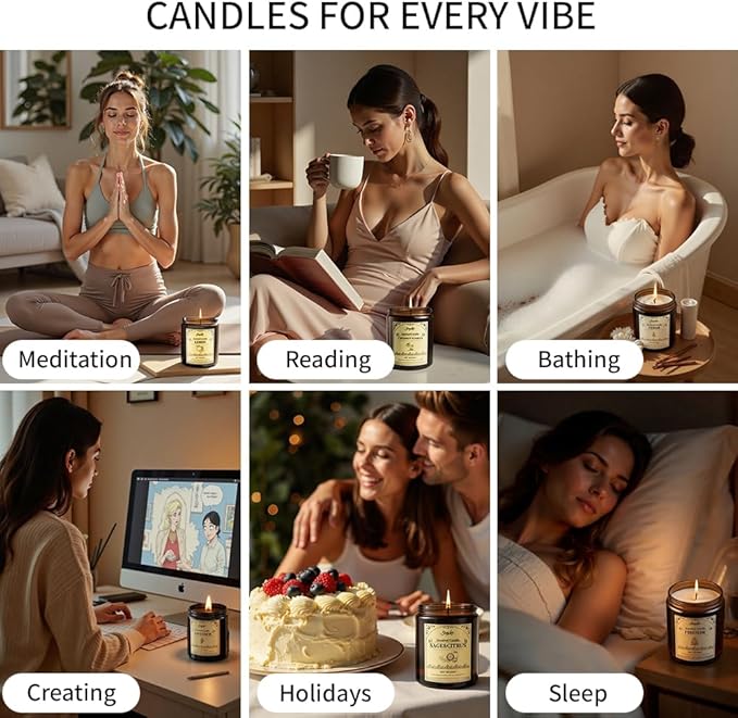 4 Pack 28oz Scented Candles, Soy Wax Jar Candles, Lemon, Lavender, Sage & Citrus, Fireside, Scented Candles for Home, Fall Candles for Women, Men, Candle Gift Set