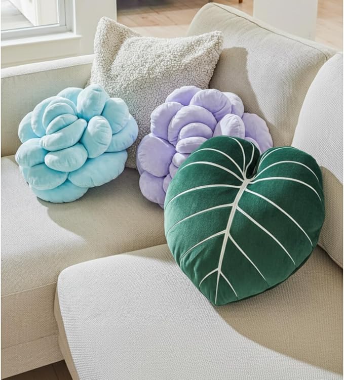 Green Philosophy Co. Philodendron Gloriosum Leaf Pillow - Forest Green