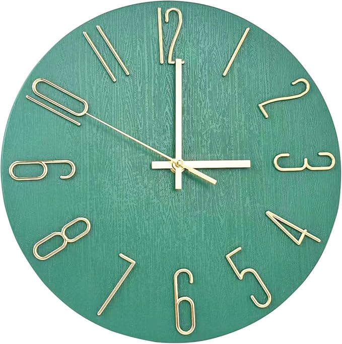 Wall Clock, Silent Clock, Wall Clocks Battery Operated??? 12 inch Modern Wall Clock, Suitable for Offices, Living Rooms, Kitchens, Homes, Schools (Grass Green Without Second Hand)