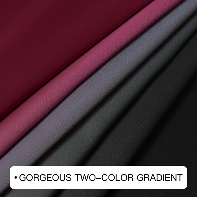 COSVIYA Curtains & Drapes Burgundy Red and Black Curtains 84 inch Length 2 Panels,Full Room Darkening Grommet Insulated Thermal Window Curtains for Bedroom/Living Room,52x84inches