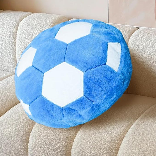 Blue Soccer Pillow Fluffy Soccer Ball Throw Pillow for Bedroom Decor Soft Sports Themed Room Accent Perfect for Soccer Decorations Easter Gifts 15.7 Inches