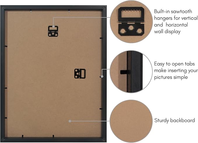 Americanflat 12x16 Picture Frame with Polished Plexiglass - Use as 8x12 Frame with Mat or Display 12x16 Photo Without Mat - Soho Collection - Deep Molding Picture Frames for Wall Display - Black