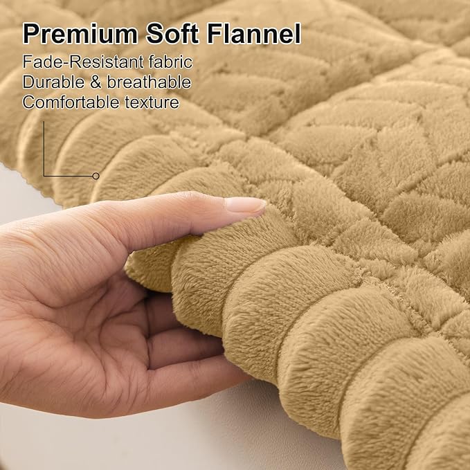 Smiry Non Slip Couch Covers for Dogs, Fuzzy Pet Couch Covers for 3 Cushion Sofa Pet Friendly, Soft Sofa Slipcovers Cushion Furniture Protector Washable (Camel, 27.6" x 70.9")