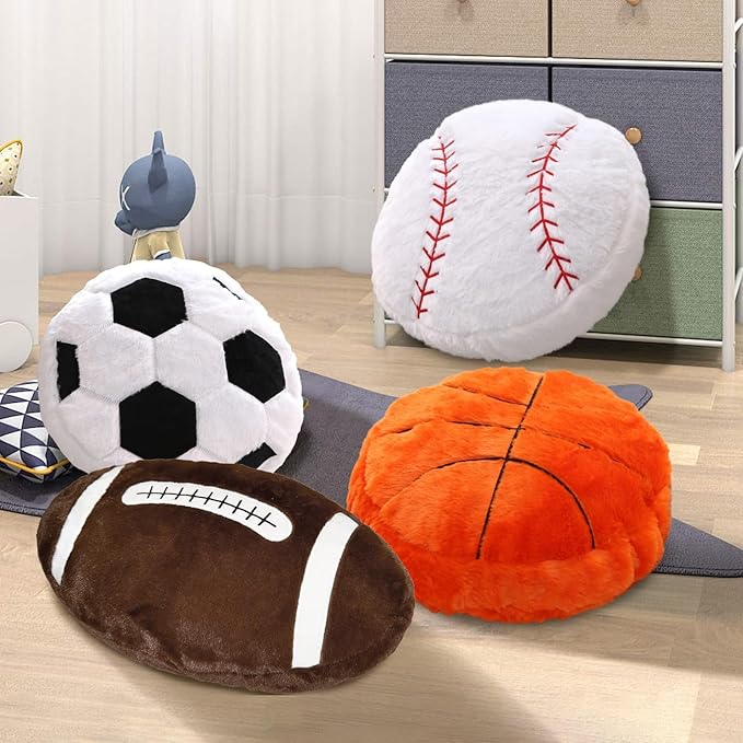 2 Pcs Football Pillow, Soft Football Plush Throw Pillows, Cute Football Decor for Couch Bedroom Game Day Party, Soft Fluffy Sports Decor Pillow, for Football Enthusiasts (20 Inch)
