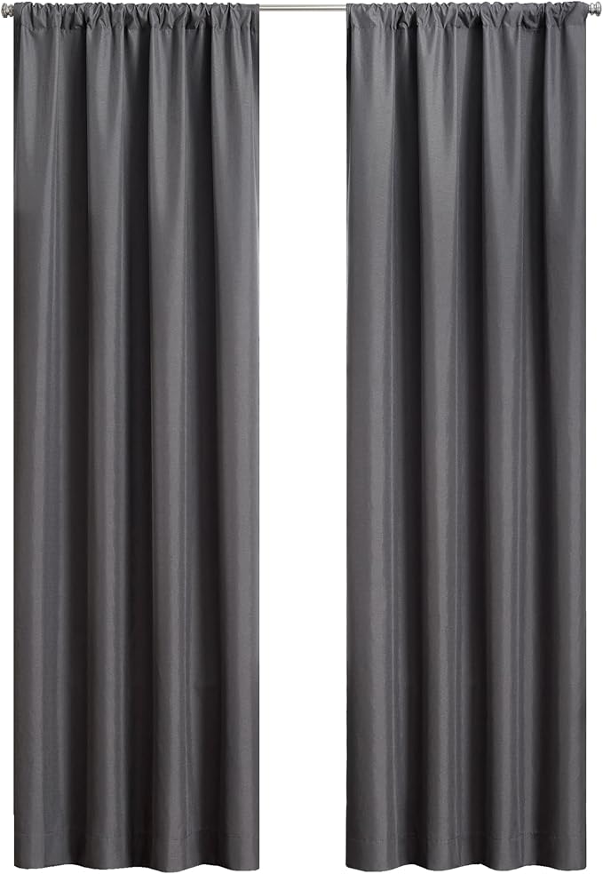 ECLIPSE Kendall Modern Blackout Thermal Rod Pocket Window Curtain for Bedroom or Living Room (1 Panel), 42" x 84", Charcoal, 1 Panel