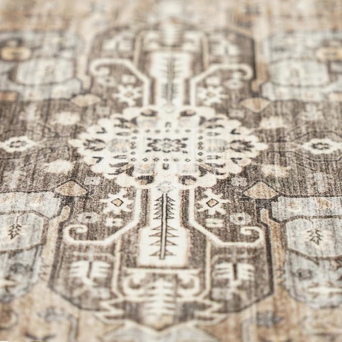 RUUGME Washable 3x20 Runner Rugs - Hallway Runner Rug for Living Room Stain Resistant Carpet with Non Slip Backing Vintage Rugs for Bedroom Kitchen Floor Decoration Mat 3x20 Beige