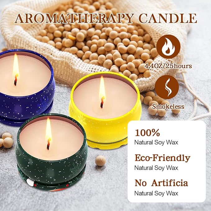 3 Pieces - Christmas Scented Candle Gift Set for Women - Bulk Merry Christmas Candles, Soy Wax Scented Candle Set, Small Cookie Jar Candle Jar with Lid for Home Bath Yoga Holiday Party Gifts