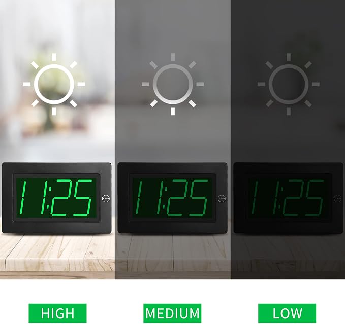 Alarm Clock,3" LED,3-level Brightness,Battery Operated,Wall-mount/Table-top - Image 4