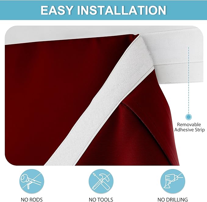 RYB HOME Blackout Door Curtain - Privacy Thermal Insulated Front/Tricia/Patio French Door Glass Window Curtains for Living Room Dining, W36 x L80 inch, 1 Panel, Burgundy Red