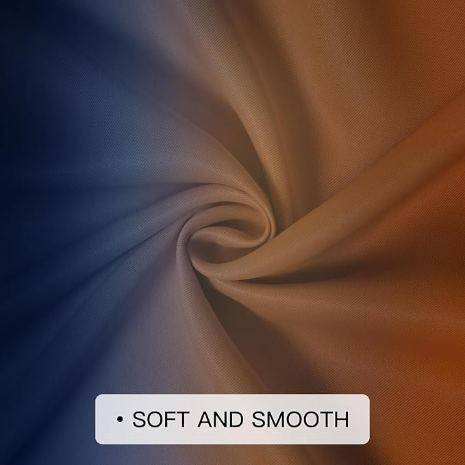 COSVIA Curtains & Drapes Dark Blue & Burnt Orange 84 inch Length 2 Panels, Full Room Darkening Grommet Insulated Thermal Window Curtains for Bedroom/Living Room, 52x84inches