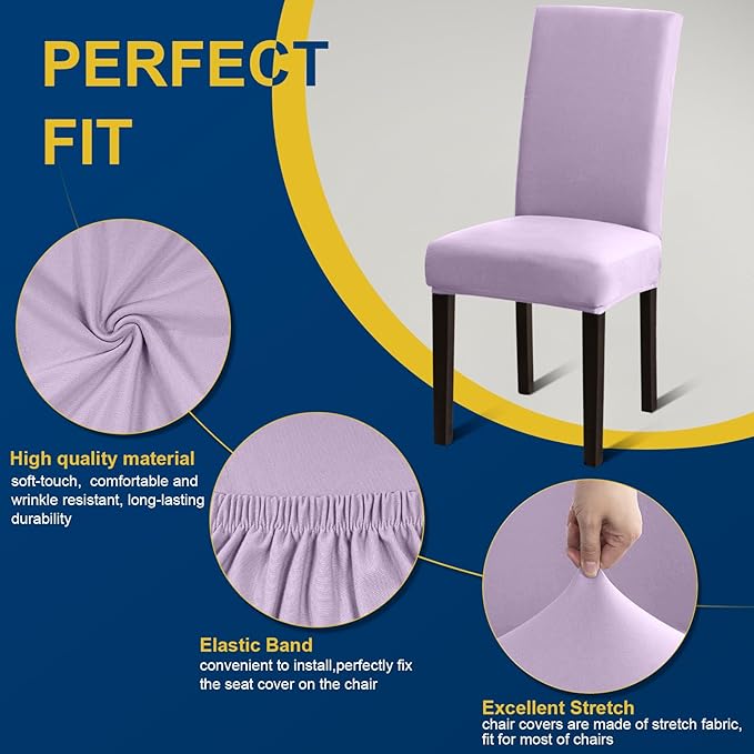 Chair Covers, Stretch Kitchen Dining Room Chair Covers Set of 6, Removable Washable Dining Chair Slipcovers for Home, Hotel, Banquet
