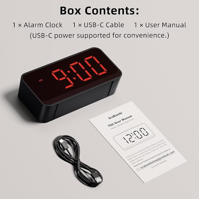 Battery Operated Small Alarm Clock: Compact Cordless Design - Image 9