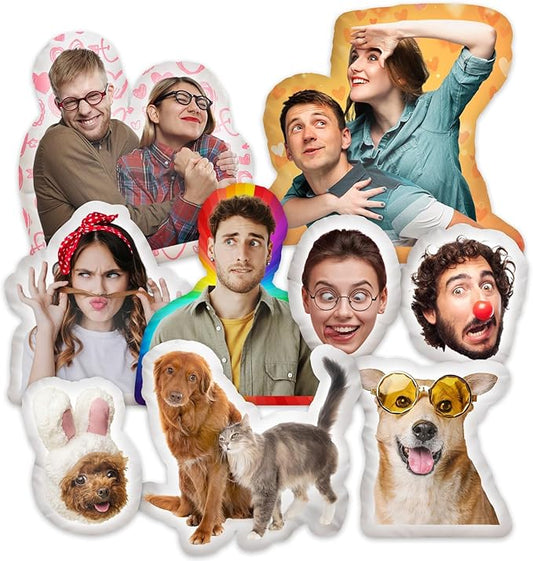 Custom Pillow - Custom Pet Pillow with Photo - Funny Valentines Day Gifts for Boyfriends - Personalized Photo Shaped Dog Cat Face Pillow Gifts - Personalized Gag Gifts - Customized Stuffed Animal