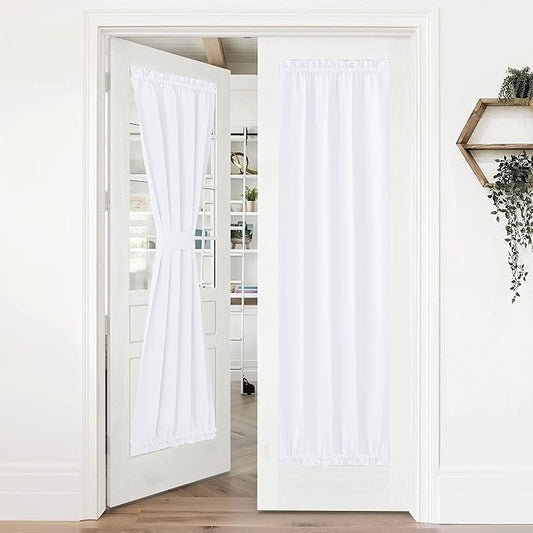 NICETOWN Pure White Curtain Panel for Door - Thermal Insulated 50% Sunlight Blocking Short French/Sliding/Patio Door Blind Drapery for Privacy (1 Piece, W36 x L72-Inch)
