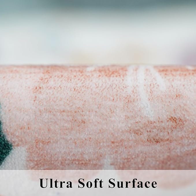 Washable 4x8 Wide Runner Rug: Hallway Entryway Non Slip Scalloped Floral Rug Farmhouse Soft Stain Resistant Carpet for Kitchen Bathroom Bedroom Low Pile Pet Friendly Floor Mat (4x8,Cream)