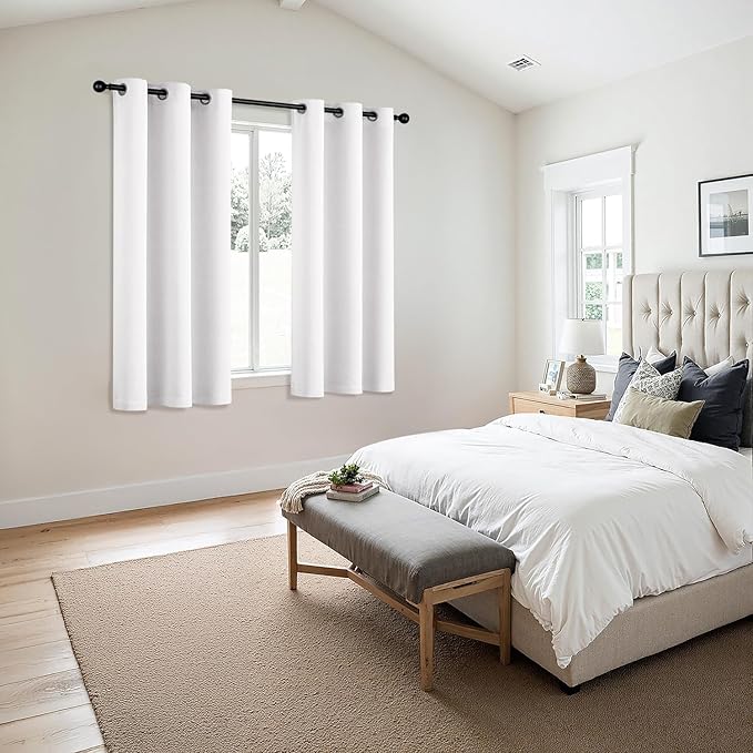 MIULEE Pure White Blackout Curtains for Bedroom Living Room 63 Inches Long 2 Panels, Thermal Insulated Room Darkening Drapes Grommet Noise Reducing Light Blocking Window Treatments 50x63 Inch