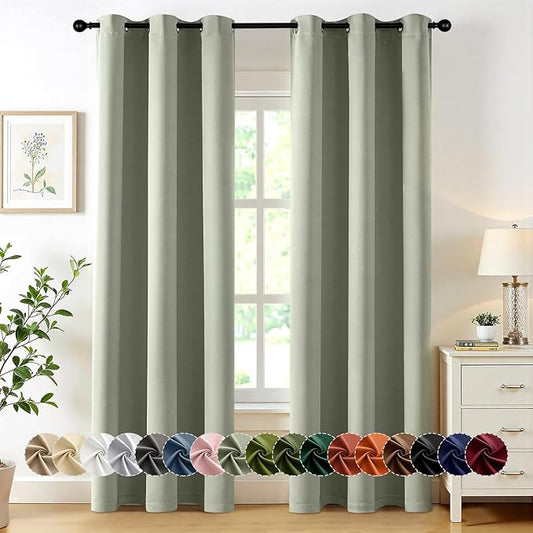 MIULEE Sage Green Blackout Curtains for Bedroom Living Room 78 Inches Long 2 Panels, Thermal Insulated Room Darkening Drapes Grommet Noise Reducing Light Blocking Window Treatments 40x78 Inch