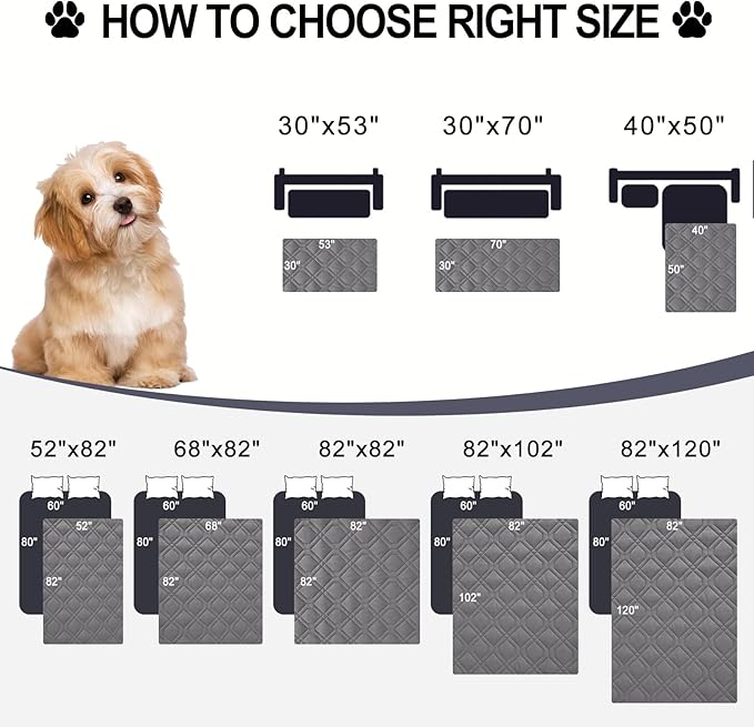 Smiry Reversible Waterproof Couch Covers for Sofa, Washable Dogs Pet Couch Covers for 3 Cushion Sofa Pet Friendly, Water Resistant Furniture Protector Slipcover, Geometric (82"x102", Grey/Light Grey)