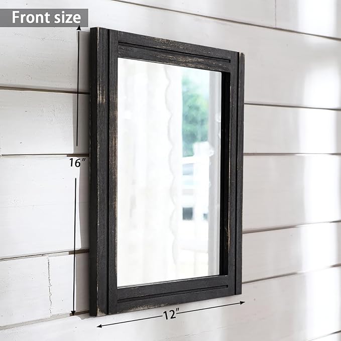 AAZZKANG Wall Mounted Mirror Small Rectangular Retro Mirrors with Wood Frame for Bedroom Living Room Bathroom Entryway