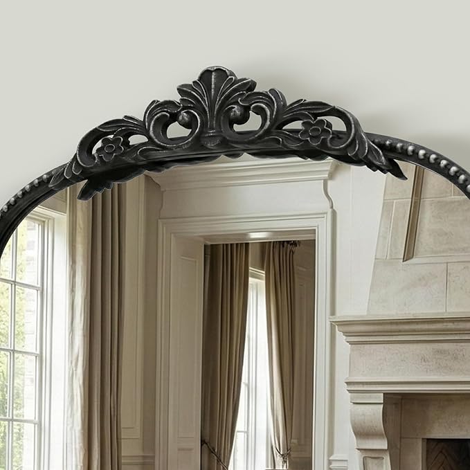 Micasso Full Length Black Mirror: 56''x21'' Baroque Antique Floor Mirror - Traditional Ornate Vintage Long Body Mirrors for Wall/Dressing Room/Bedroom/Cloakroom/Entryway - Home Decor for Living Room