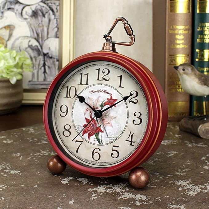 Maxspace Classic Vintage Clock - Elegant and Decorative Analog Clock,Silent Non-Ticking Clocks with Distressed Metal Frame for Office, Living Room or Bedroom - Image 3