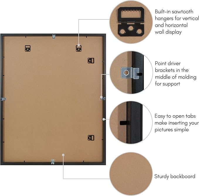 Americanflat 22x28 Poster Frame with Polished Plexiglass - Use as 18x24 Frame with Mat or Display 22x28 Photo Without Mat - Soho Collection - Deep Molding Picture Frames for Wall Display - Black