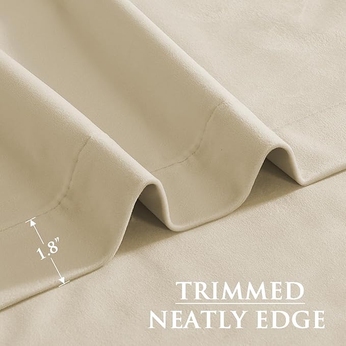 StangH Beige Velvet Curtains 84 inches Long 2 Panels for Nursery, Luxury Light Dimming Curtains & Drapes Thermal Insulated Farmhouse Home Decor for Dining Room/Patio, W42 x L84
