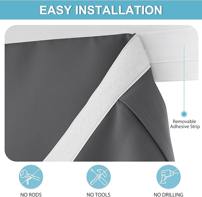 RYB HOME Room Darkening French Door Blinds - Privacy Thermal Insulated Patio Front French Tricia Door Curtains Window Shades, W34 x L69 inch, 1 Panel,