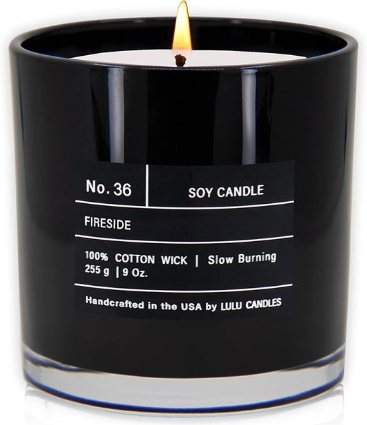 Lulu Candles | Fireside | Smells Like a Bonfire | Luxury Scented Soy Jar Candle | Hand Poured in The USA | Highly Scented Long Lasting (9 Oz.)