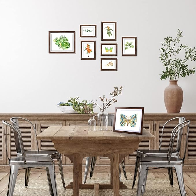 Giftgarden Brown Picture Frames with Mat for Multiple Sizes Photos, Four 4x6, Four 5x7, Two 8x10, Assorted Gallery Frame Collage for Wall or Tabletop, Set of 10