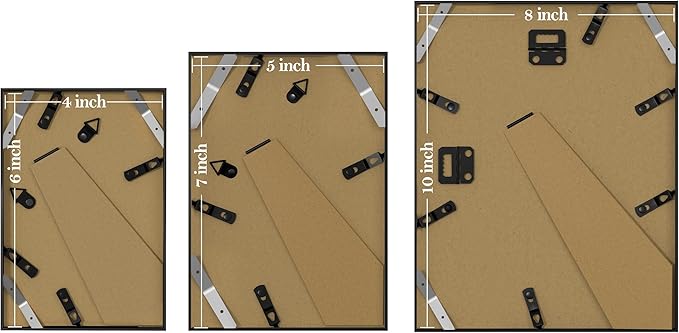 eletecpro Aluminum Gallery Wall Frame Set of 10, Including 2Pcs 8x10, 4Pcs 5x7, 4Pcs 4x6 Photo Frames for Wall or Tabletop Display, Multiple Sizes Picture Frames Collage Wall Decor, Black