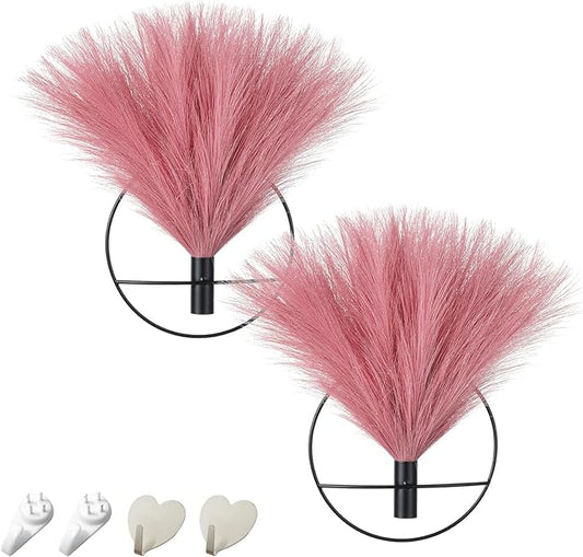 Pretty Jolly Boho Wall Art, Hanging Artificial Pampas Display, 2 Pack - Living Room, Bedroom, Bathroom, Dining Room