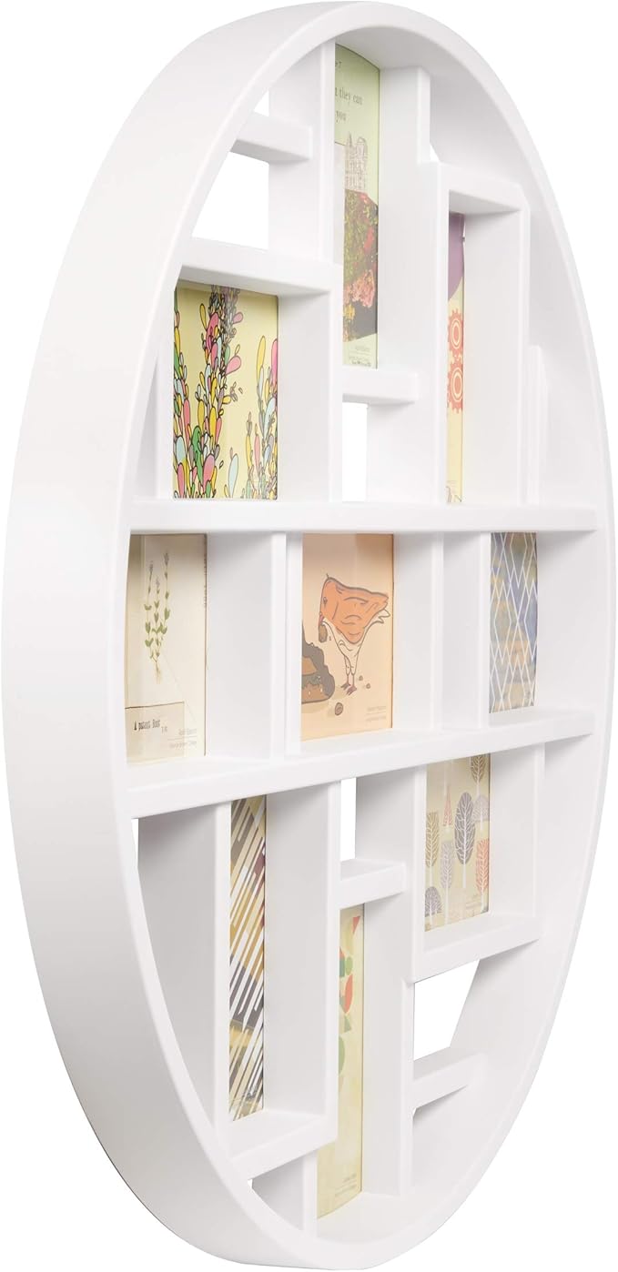 Umbra Luna Collage Picture Frame Holds Nine 4x6 Photos, Large 22-Inch Diameter, White