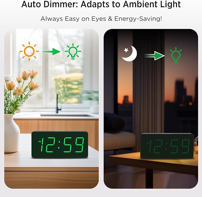 Peakeep Battery Operated Digital Alarm Clock for Bedrooms Big Numbers - Image 3