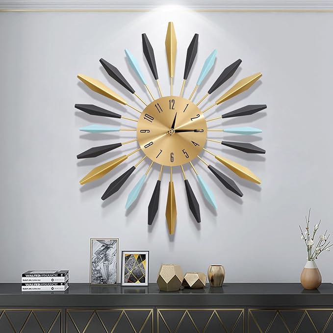 22 Inch Large Metal Wall Clock - Modern Design, Easy to Read for Bedroom, Dining, Living Room, Kitchen, Office Decor