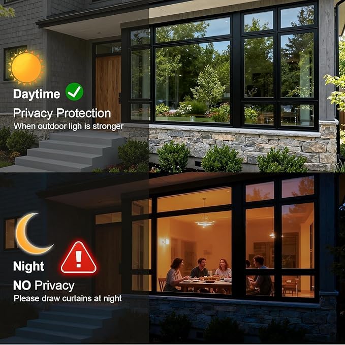 Dwersty One Way Privacy Window Film Heat Sun Blocking, Window Tint for Home, Reflective Mirror for Glass Windows Cover, Static Cling, Removable, Anti-UV, Anti-Glare, Grey,35.4 Inch x 78.74 Inch