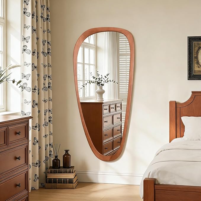 WallBeyond Asymmetrical Mirror, Irregular Mirror Full Length, Boho Wall Mirrors Decorative for Bedroom Living Room Entryway Hall, Mid Century Modern Decor 48" H x 22" W