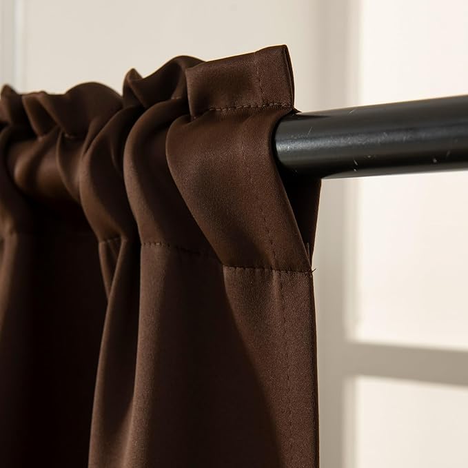 Pickluc Cafe Curtain (Half Window Curtain) 30 Inches Length, Rod Pocket Kitchen Curtain, Short Blackout Curtain for Small Window, 30" Wide and 30" Long, 2 Panels, Chocolate Brown