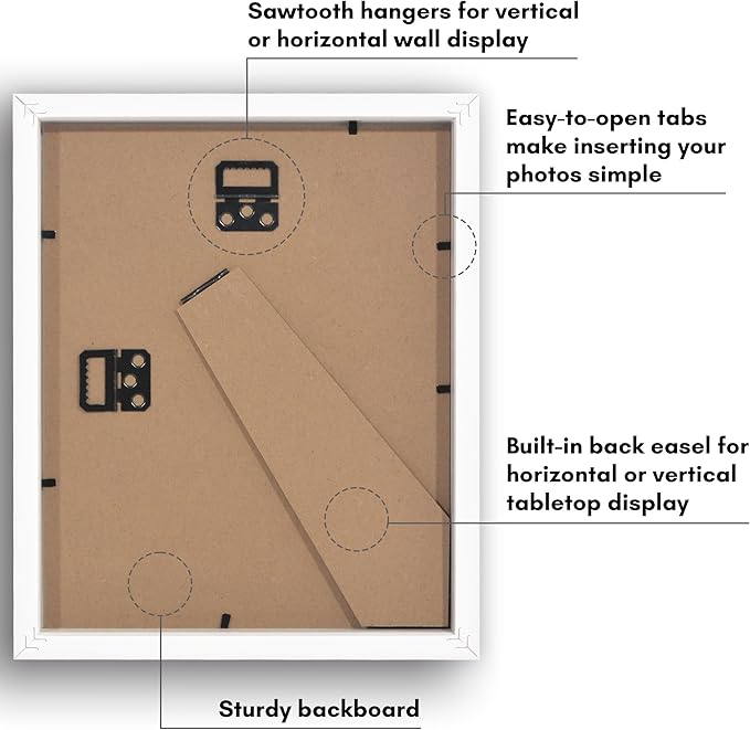 Americanflat 8x10 Picture Frame with Shatter-Resistant Glass - Use as 5x7 Frame with Mat or Display 8x10 Photo Without Mat - Soho Collection - Deep Molding Picture Frames for Tabletop or Wall - White