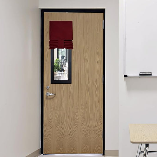 RYB HOME Classroom Door Window Cover, Blackout Shades for Classroom Windows and Doors Cover Lockdown Shades, Room Darkening Design Blocks Views, W 8 x L 36, 1 Panel, Burgundy Red