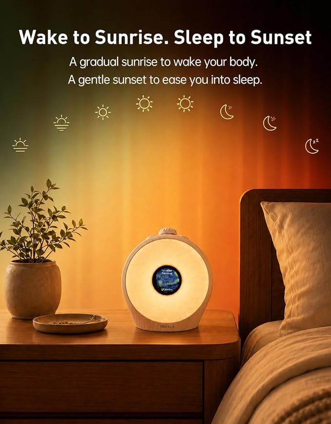 Dekala Sunrise Alarm Clock for Heavy Sleepers with Pulse Wake, Sunset Sound Machine with Breathing Ambient Light, Loud Alarm for Bedrooms, Wake Up Light, Digital Color Display & 7 Themes, No App - Image 3