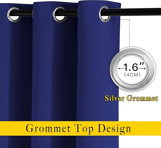 NICETOWN Blackout Curtain Panels Grommet - All Season Eyelet Top Blackout Draperies for Bedroom/Living Room/Glass Door??? Navy Blue??? 1 Pair of 52 x 45 inches
